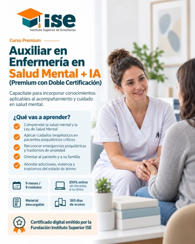 Auxiliar en Enfermería en Salud Mental + IA (Premium con Doble Certificación)