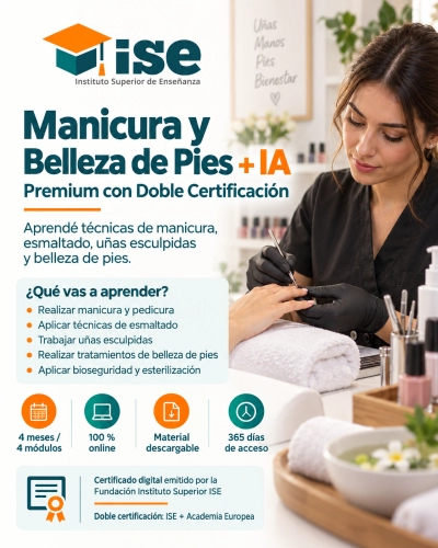 Manicura y Belleza de Pies + IA (Premium con Doble Certificación)