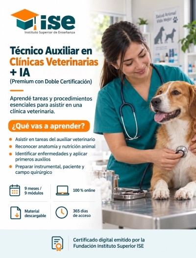 Técnico Auxiliar en Clínicas Veterinarias + IA (Premium con Doble Certificación)