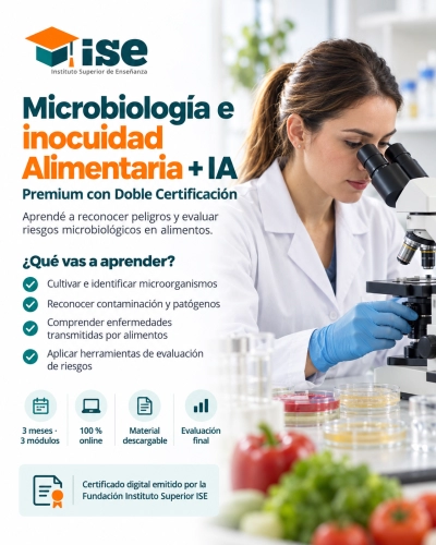 Microbiología e inocuidad Alimentaria + IA (Premium con Doble Certificación)