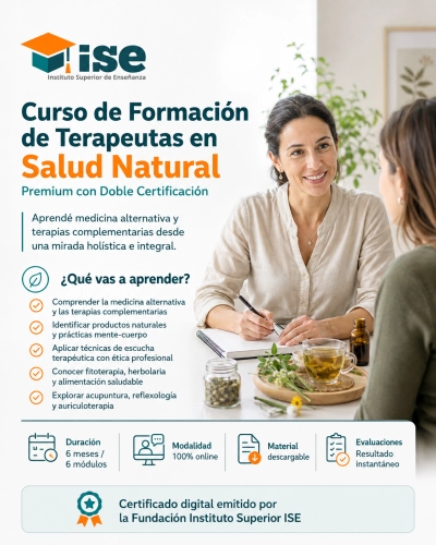 Curso de Formación de Terapeutas en Salud Natural + IA (Premium con Doble Certificación)