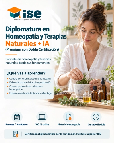 Diplomatura en Homeopatía y Terapias Naturales + IA (Premium con Doble Certificación)