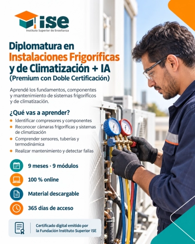 Diplomatura en Instalaciones Frigoríficas y de Climatización + IA (Premium con Doble Certificación)