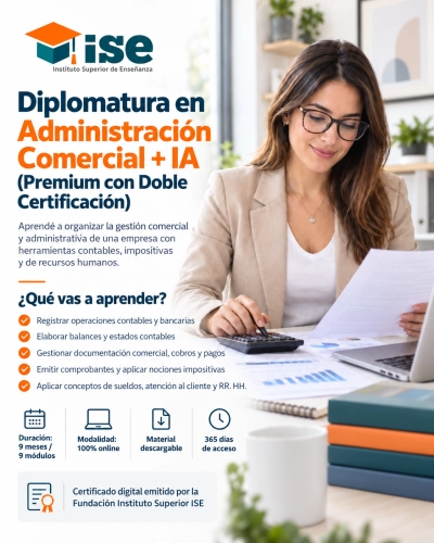 Diplomatura en Administración Comercial + IA (Premium con Doble Certificación)