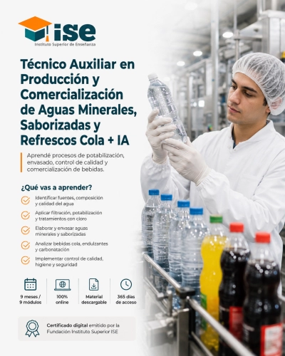 Diplomatura en Producción y Comercialización de Aguas Minerales, Saborizadas y Refrescos Cola + IA