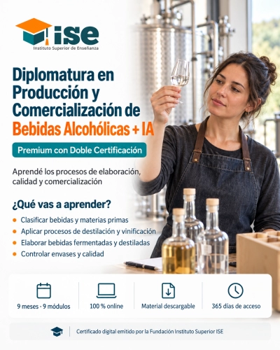 Diplomatura en Producción y Comercialización de Bebidas Alcohólicas + IA (Premium con Doble Certificación)