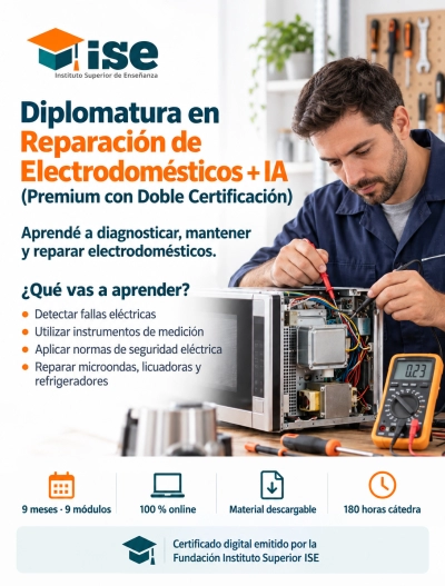 Diplomatura en Reparación de Electrodomésticos + IA (Premium con Doble Certificación)