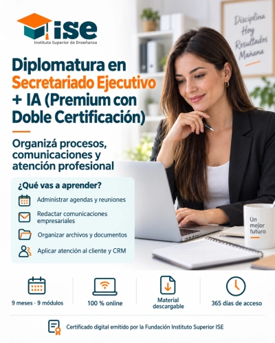 Diplomatura en Secretariado Ejecutivo + IA (Premium con Doble Certificación)
