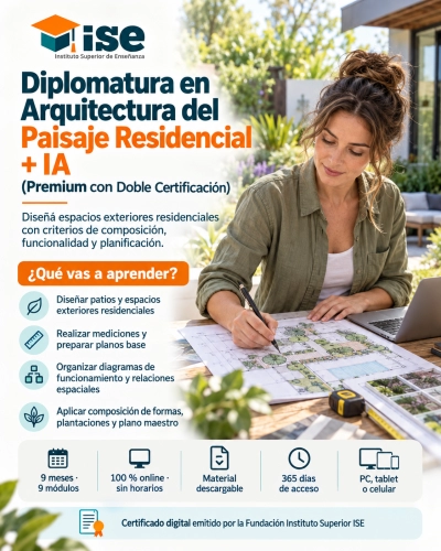 Diplomatura en Arquitectura del Paisaje Residencial + IA (Premium con Doble Certificación)