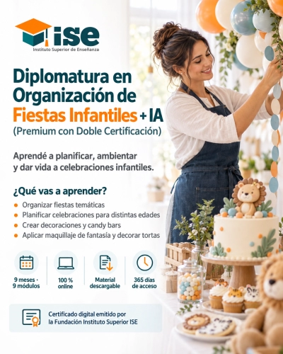 Diplomatura en Organización de Fiestas Infantiles + IA (Premium con Doble Certificación)