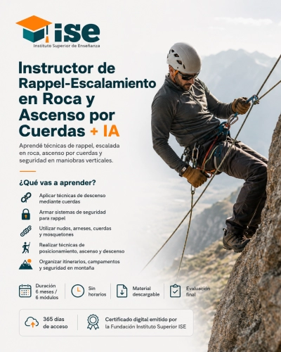 Instructor de Rappel-Escalamiento en Roca y Ascenso por Cuerdas + IA
